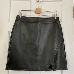 NWT Ann Taylor Loft Split Hem Black Faux Leather Skirt